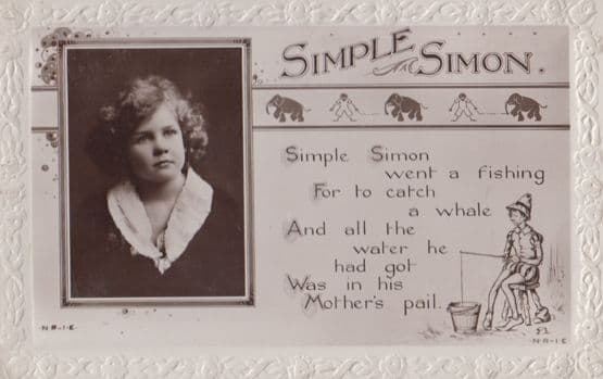 Simple Simon Went A Fishing Real Photo Antique RPC Postcard