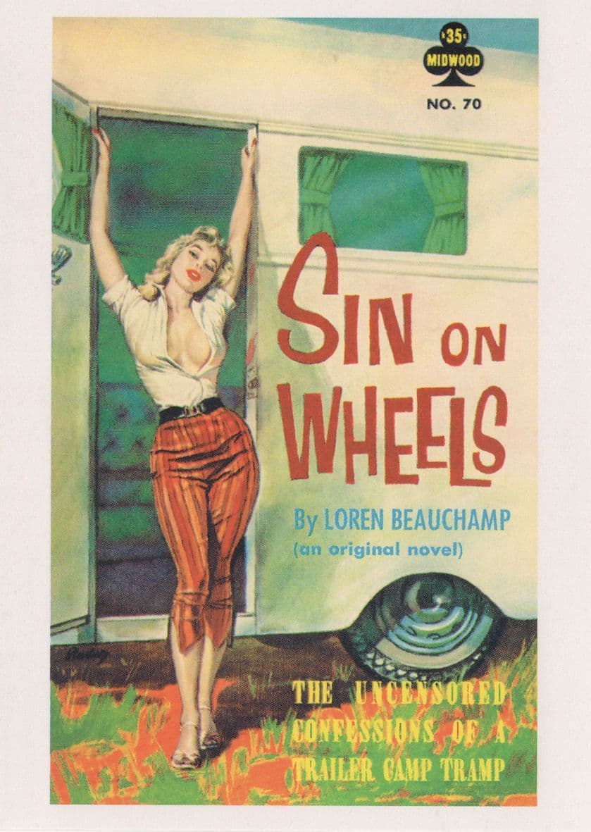 Sin On Wheels Love Caravan Trailer Park Sexy 1950s Book Postcard
