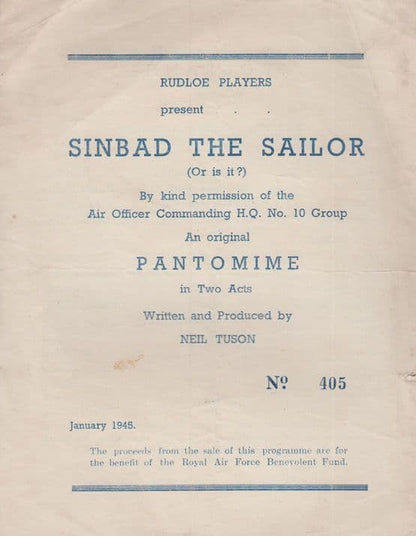 Sinbad The Sailor RAF Military WW2 Folded Pantomime Theatre Programme