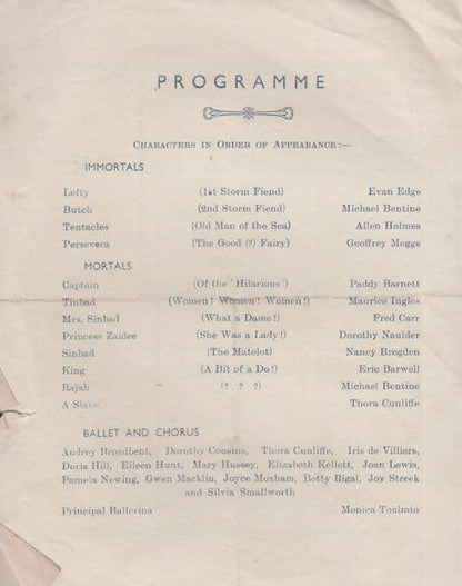 Sinbad The Sailor RAF Military WW2 Folded Pantomime Theatre Programme