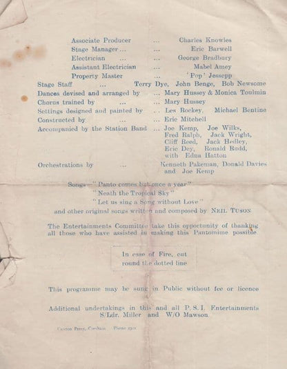 Sinbad The Sailor RAF Military WW2 Folded Pantomime Theatre Programme