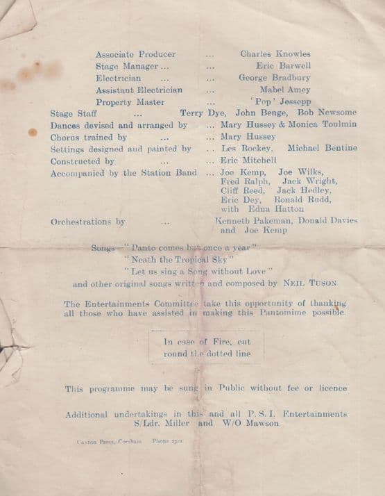 Sinbad The Sailor RAF Military WW2 Folded Pantomime Theatre Programme