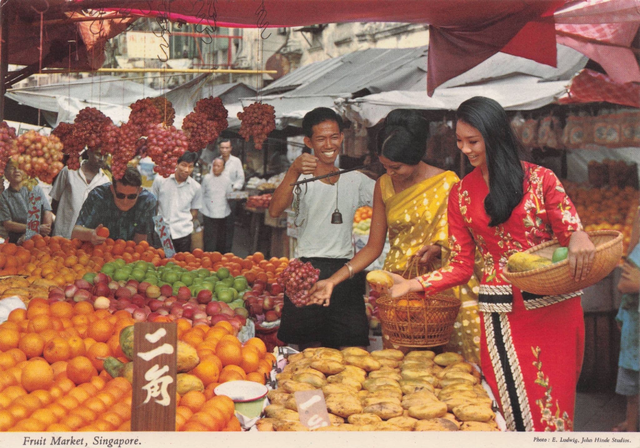 Singapore Fruit Market Asian Traders Postcard
