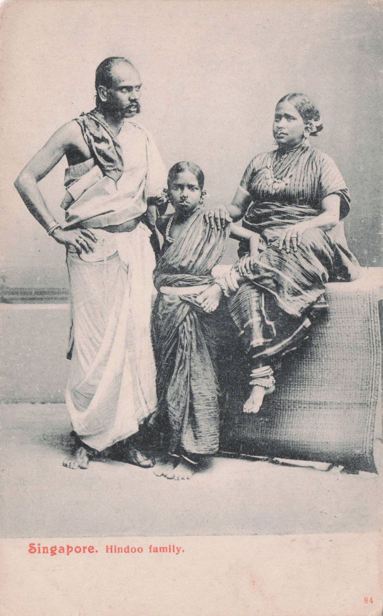 Singapore Hindoo Family Antique Postcard