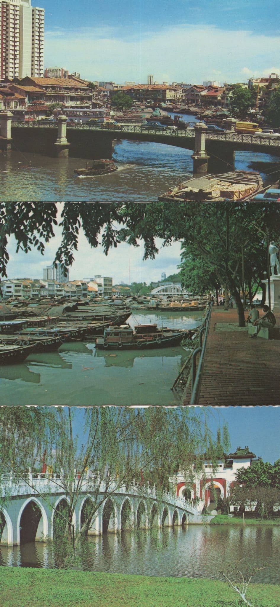 Singapore River Map New Bridge Road Hill Street 3x Postcard s
