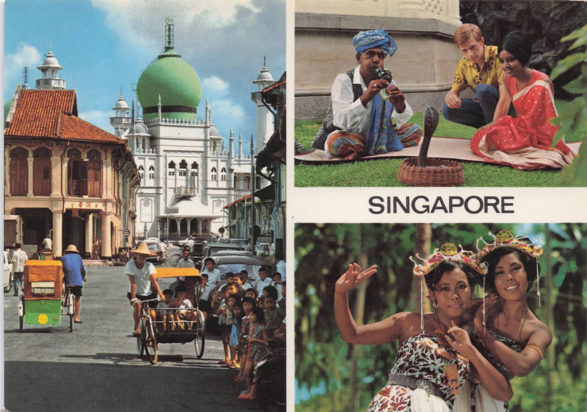 Singapore Sexy Dancers Snake Charmers Street Scenes Postcard