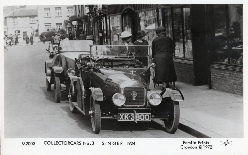 Singer Classic Car in 1924 By Posh Ladies Real Photo Transport Postcard