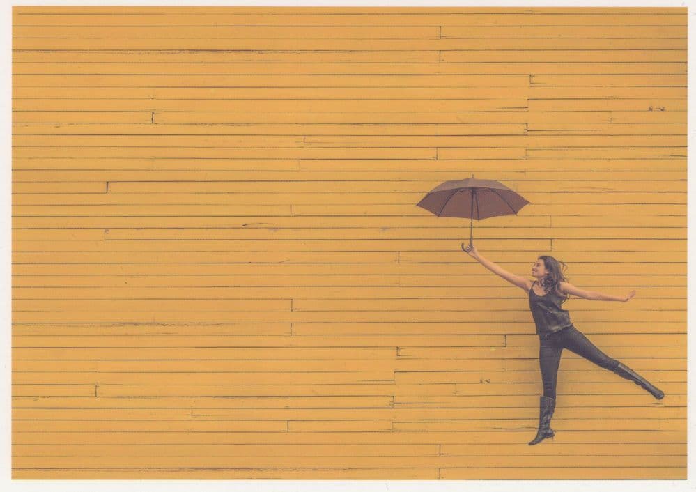 Singing In The Rain Lady Street Art Musical Wall Mural German Postcard