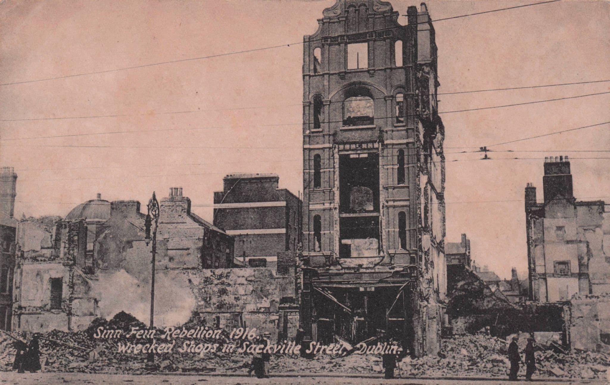 Sinn Fein Wrecked Shops 1916 Rebellion Protest Irish Old Postcard