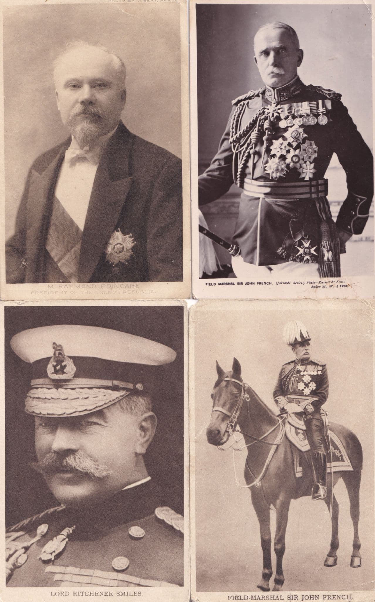 Sir John French Lord Kitchener Smiles 4x Military Leader WW1 Postcard s