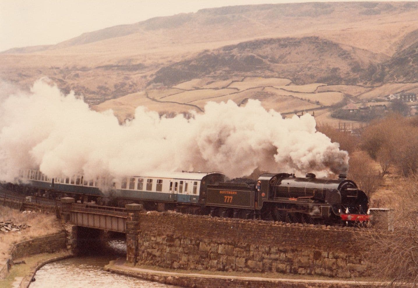 Sir Lamiel Train Crossing Leeds Liverpool Canal 1970s Photo
