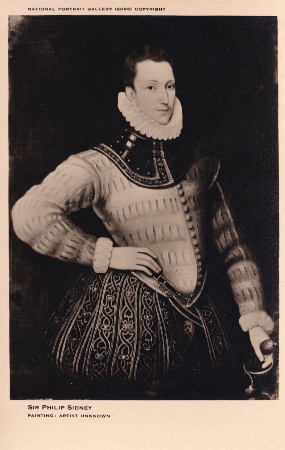 Sir Philip Sidney National Portrait Gallery Painting Old Postcard