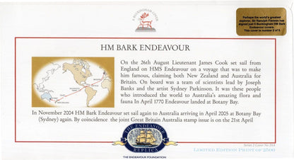 Sir Ranulph Fiennes HM Bark Endeavour Ship LTD TO 5 Hand Signed FDC