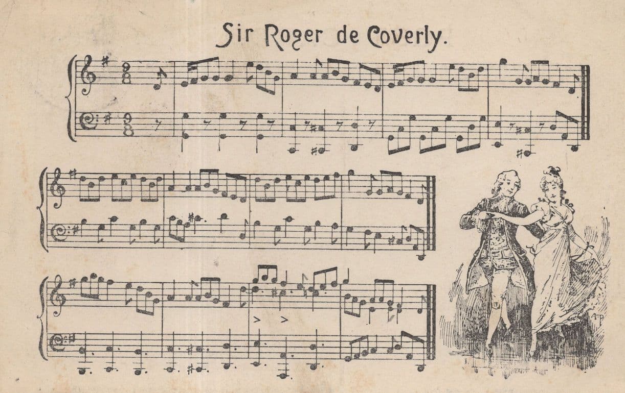 Sir Roger De Coverly Scottish Barn Dance Antique Music Postcard