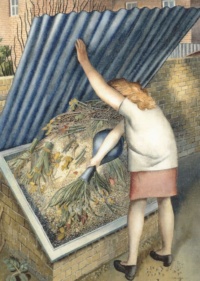 Sir Stanley Spencer The Dustbin Cookham Painting Postcard
