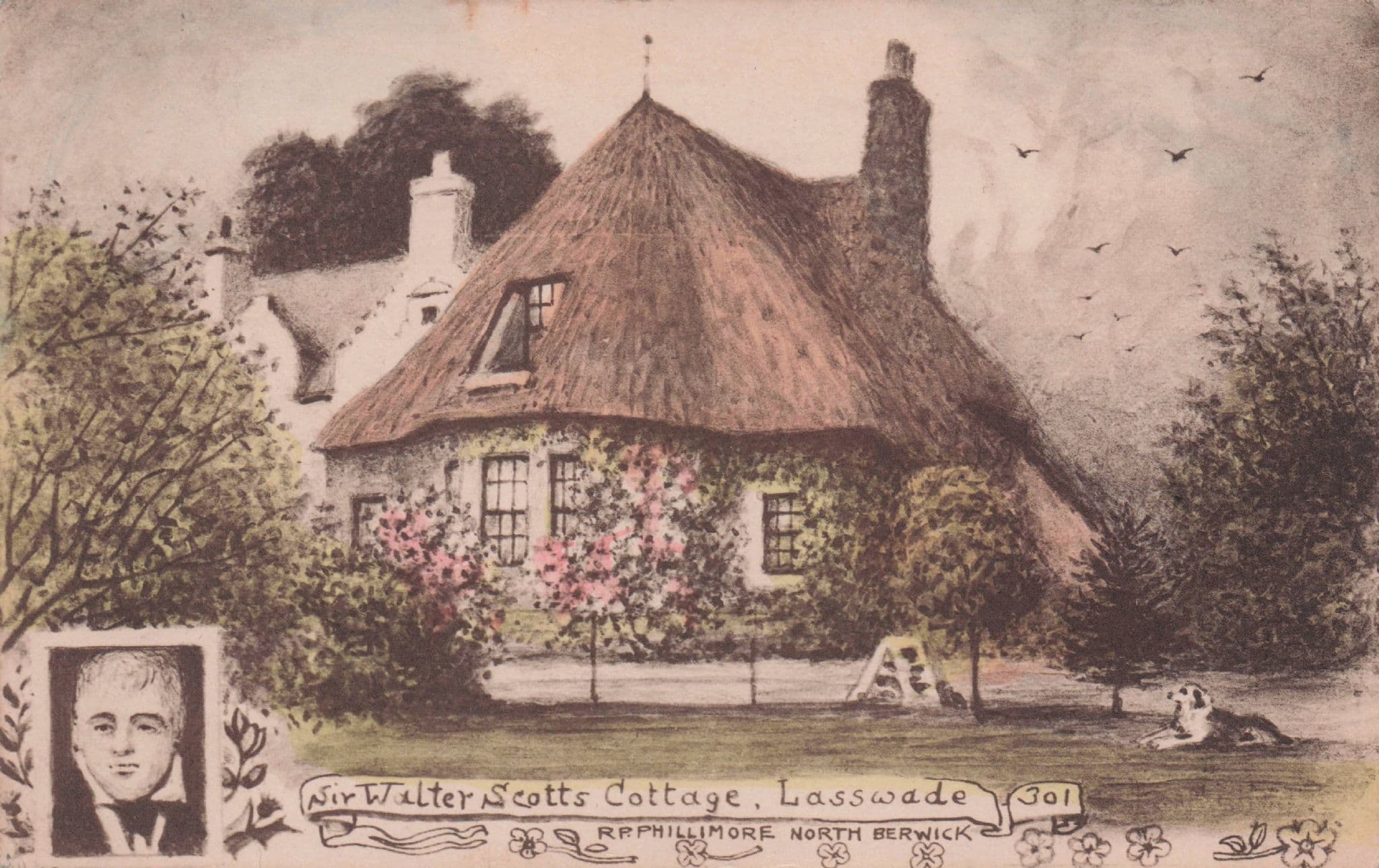 Sir Walter Scott's Cottage in Lasswade Antique Rare Phillimore Postcard