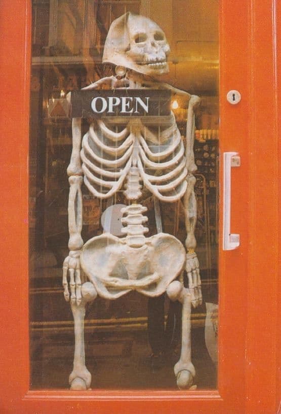 Skeleton Covent Garden London Shop Hanging Attraction Comic Humour Postcard