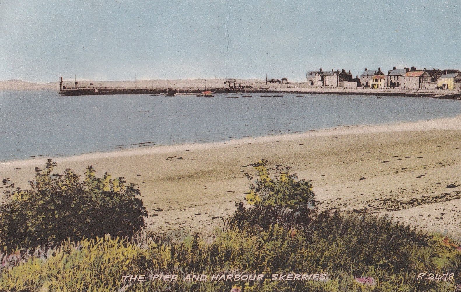 Skerries Pier & Harbour County Fingal Ireland 1950s Postcard