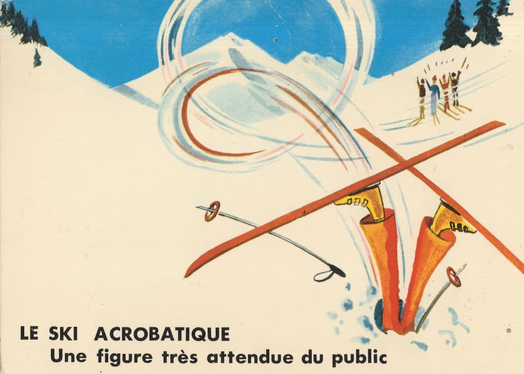 Skiing Ski Jump Accident Comic French Winter Sports Postcard