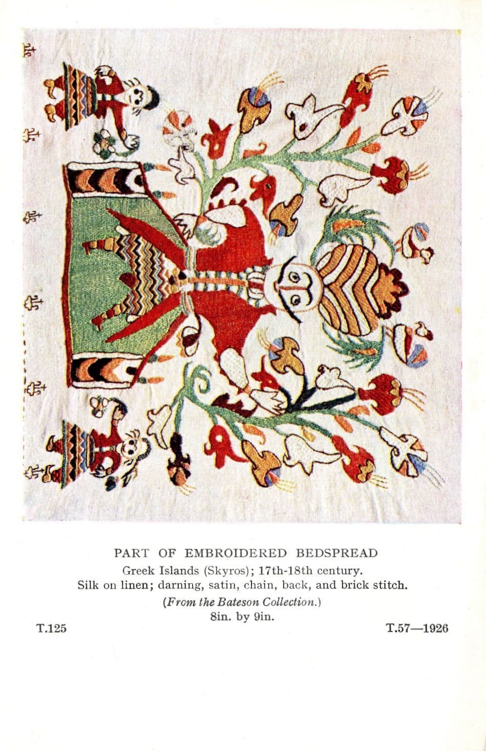 Skyros Greek Islands Antique Embroidery Bed Sheet Old Postcard