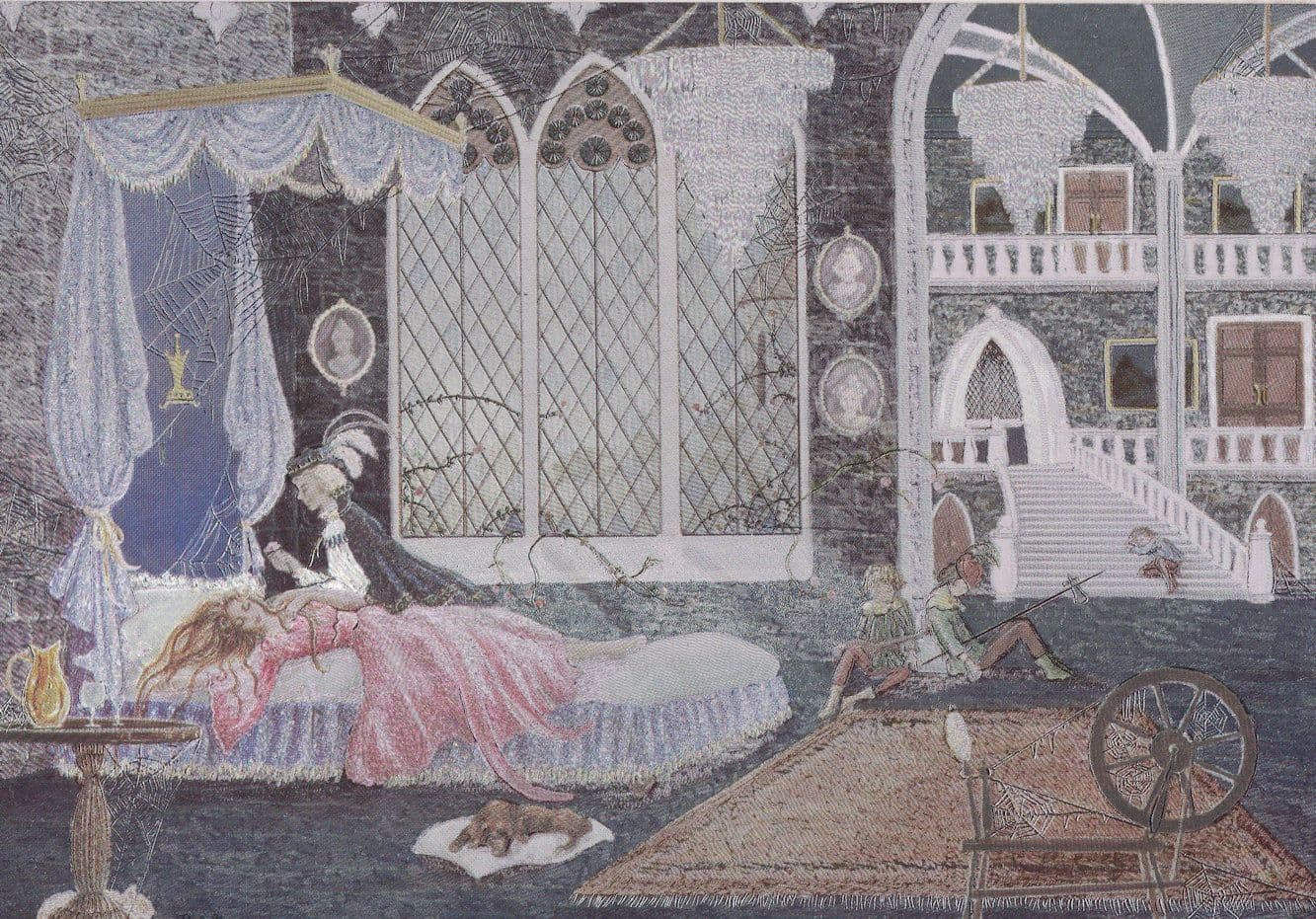 Sleeping Beauty of Walt Disney Real Metallic Glitter Shine Postcard