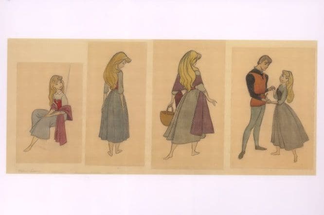 Sleeping Beauty Prince Charming Storyboard Walt Disney Film Postcard