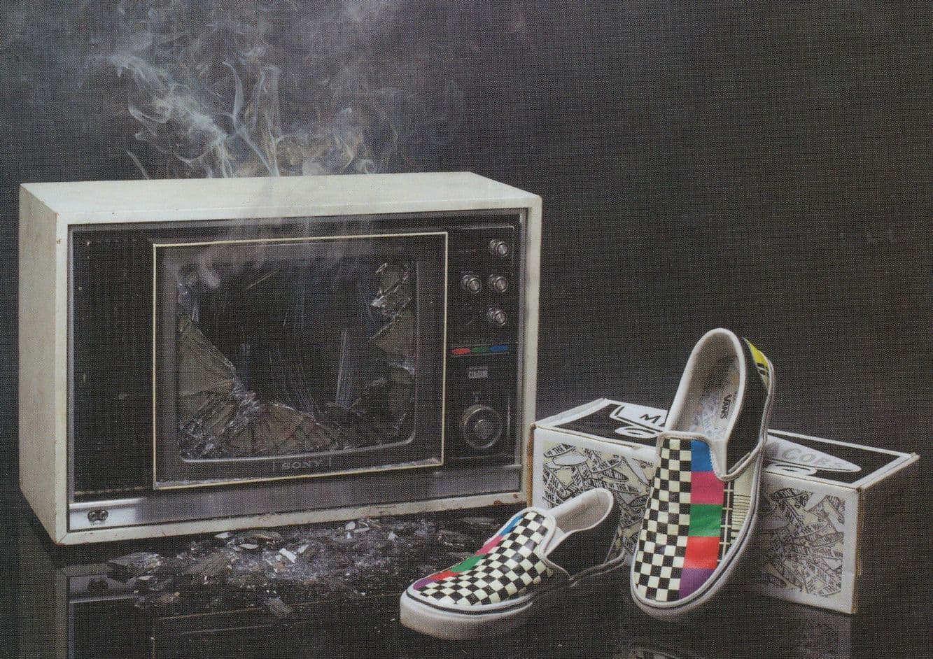 Slip On Skateboard Shoes by Vandal Vandalism Television Postcard