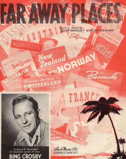 Smile Right Back at the Sun Far Away Places 2x Bing Crosby 1940s Sheet Music s