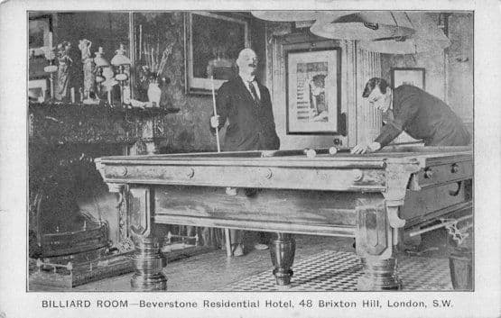 Snooker Billiards Match at Beverstone Hotel Brixton Hill London Antique Postcard
