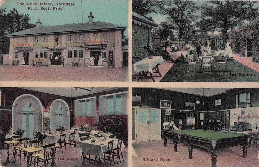 Snooker in WW1 Good Intent Pub Horndean Hampshire Old Postcard