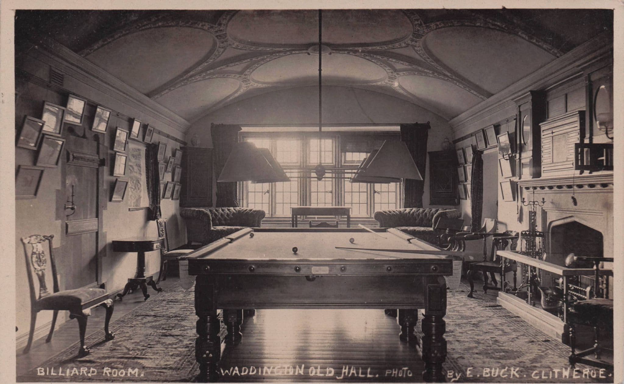 Snooker Table Waddington Hall Yorkshire Old Photo Postcard