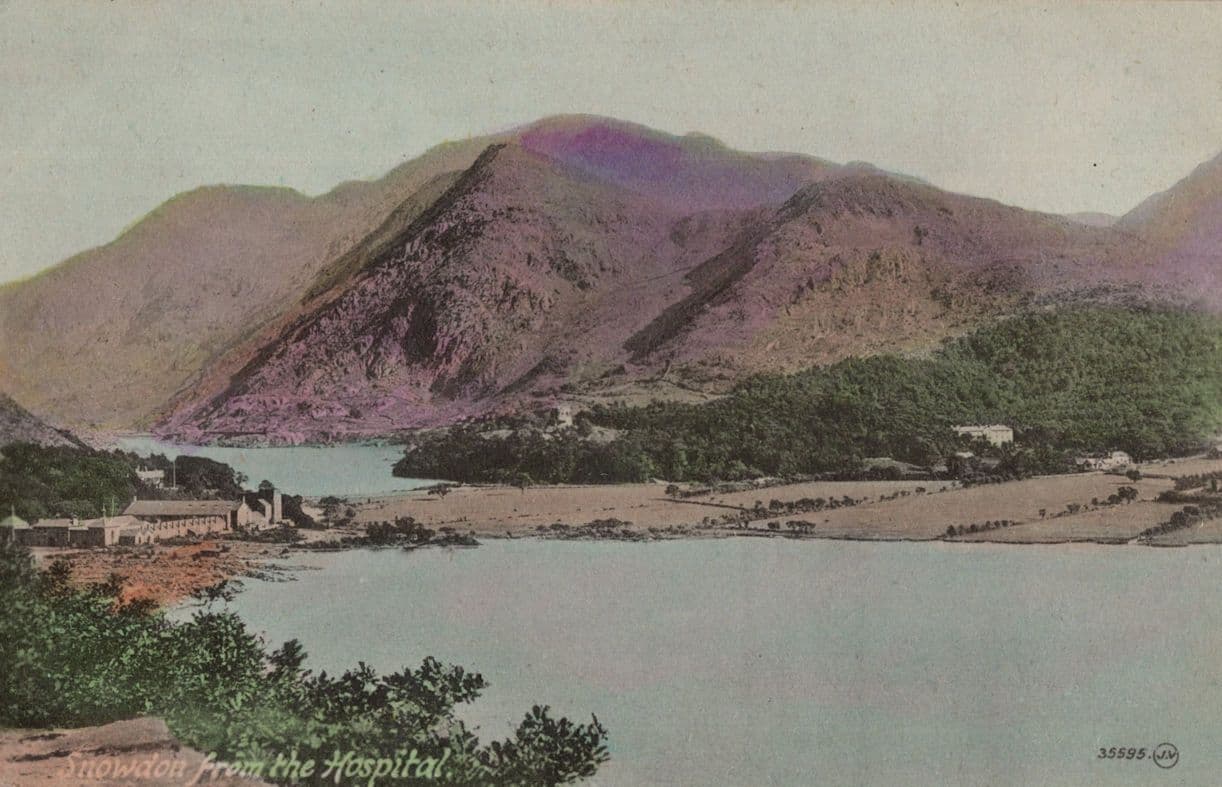 Snowdon From The Hospital Antique Valentines Welsh Old Postcard
