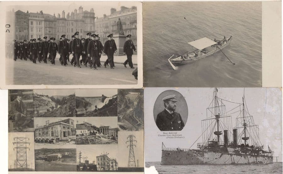 Social History Military Boat Procession Ship Collection 4x Postcard s