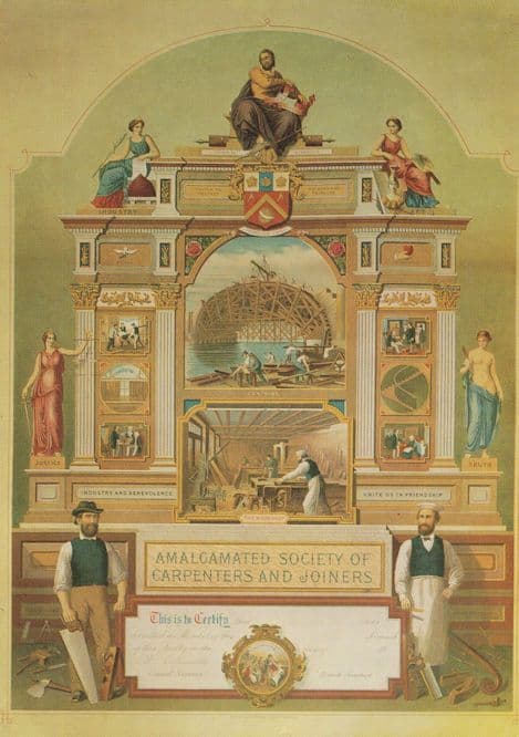 Society Of Carpenters Trade Union Membership Certificate Postcard