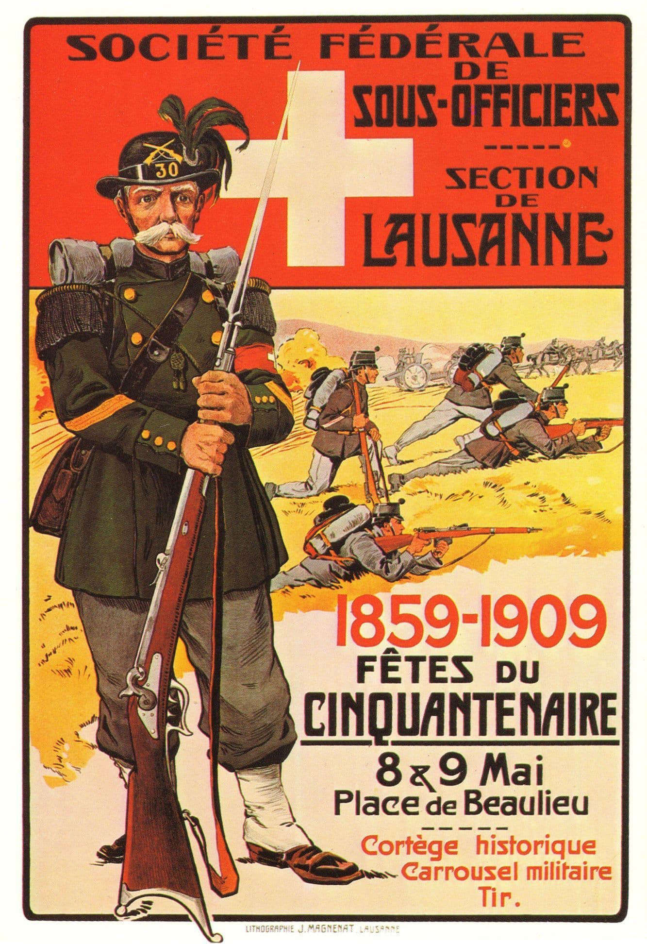 Society Of Officers Switzerland Soldier Military 1909 Poster Postcard