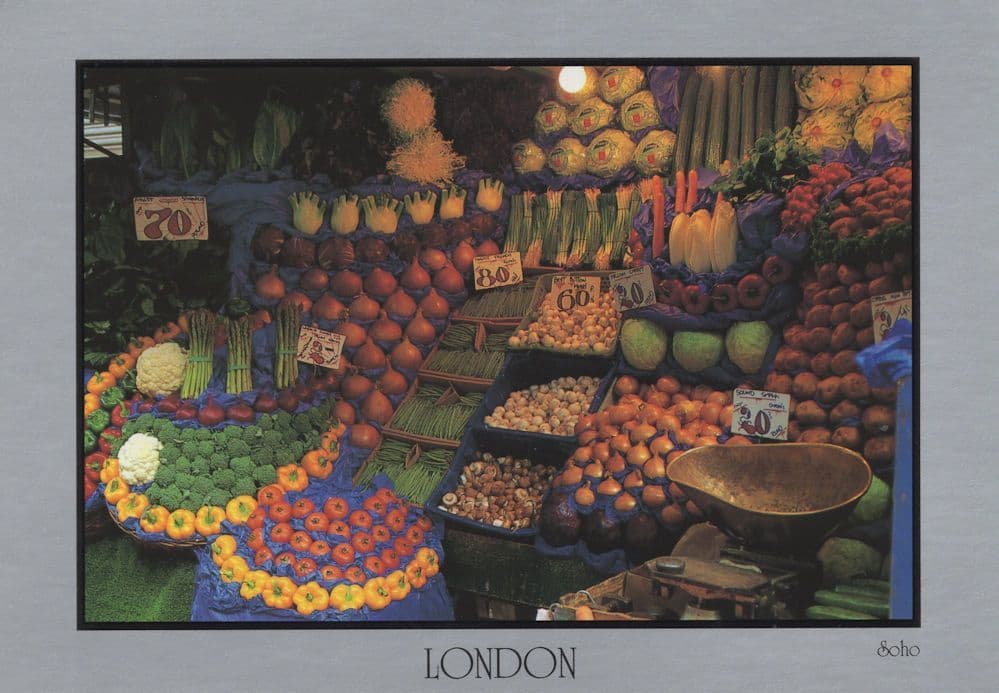 Soho London Fruit & Vegetable Market Stall Large Postcard