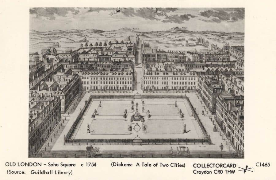 Soho Square London in 1754 Charles Dickens Real Photo Postcard