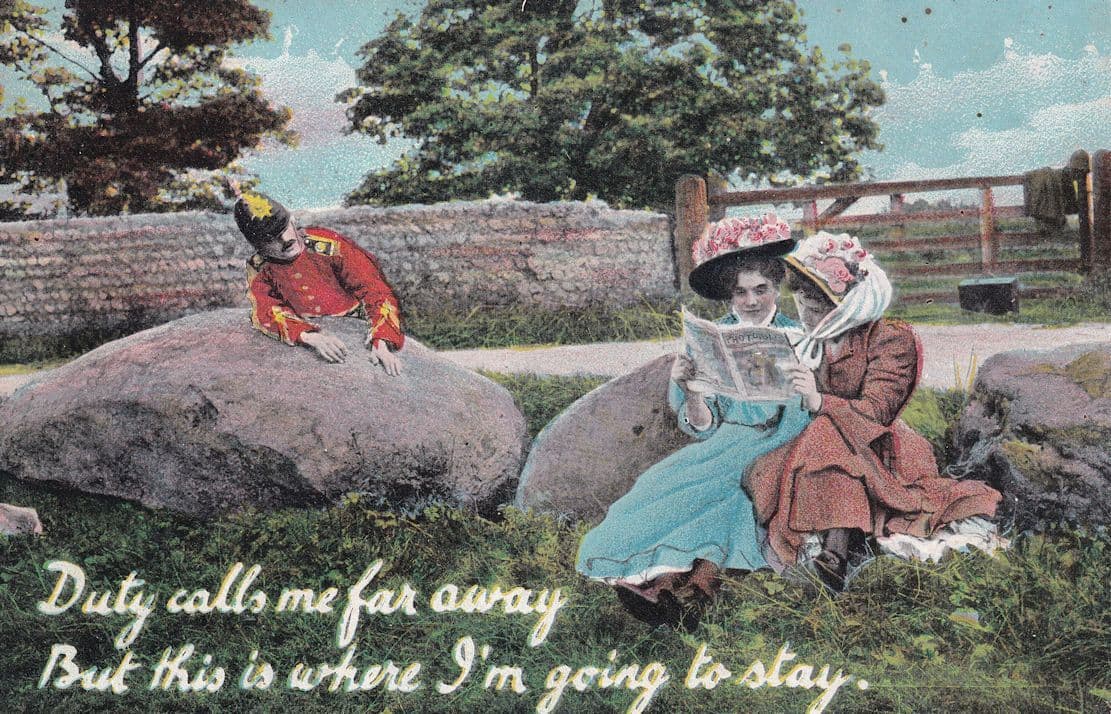 Soldier Army Hide & Seek Game Holiday Military Comic Postcard
