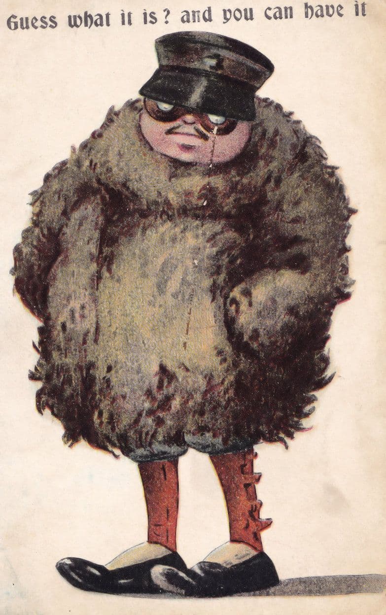Soldier In Bird Fancy Dress Outfit Old Comic Postcard