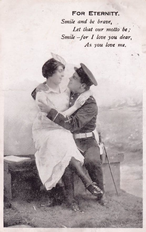 Soldier In Sweetheart For Eternity Military Rhyme Old Postcard
