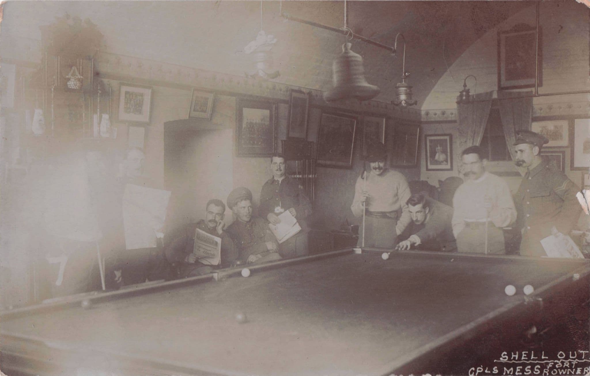 Soldier Signed Army Pool Billiards Table Fort Rowner Gosport WW1 RPC Postcard