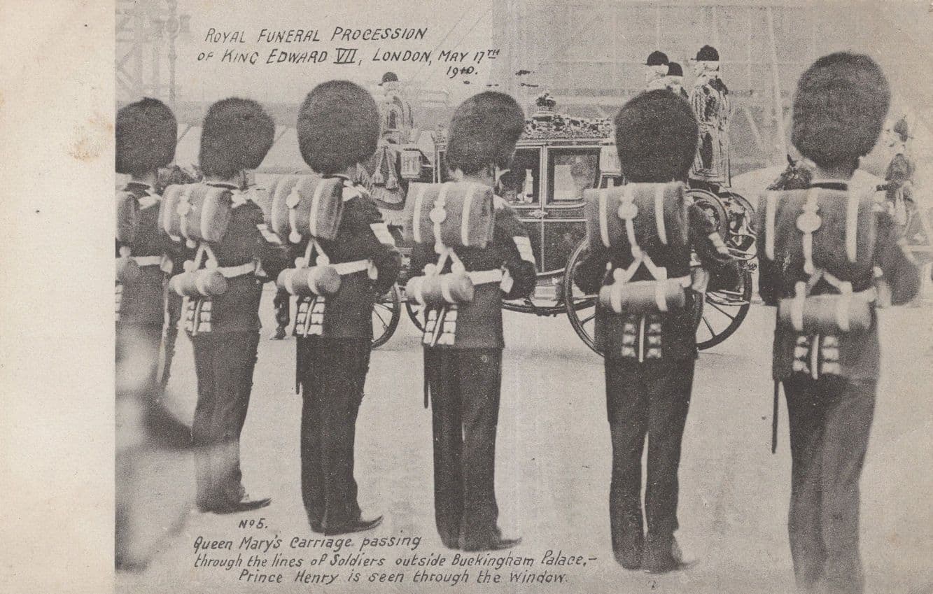 Soldiers Military Line at King Edward VII Funeral Procession Old Postcard