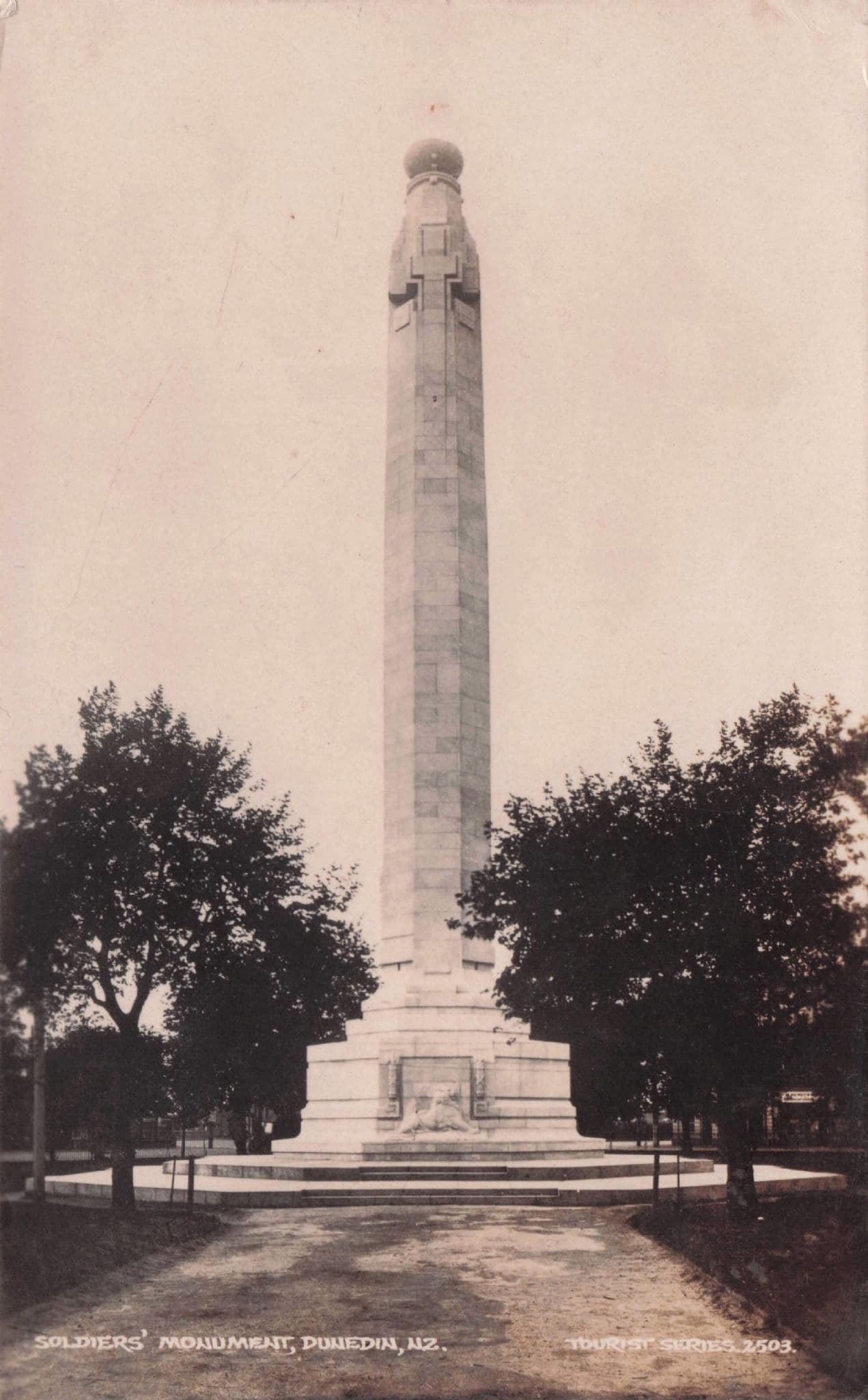 Soldiers Monument Dunedin New Zealand Old Military RPC Postcard
