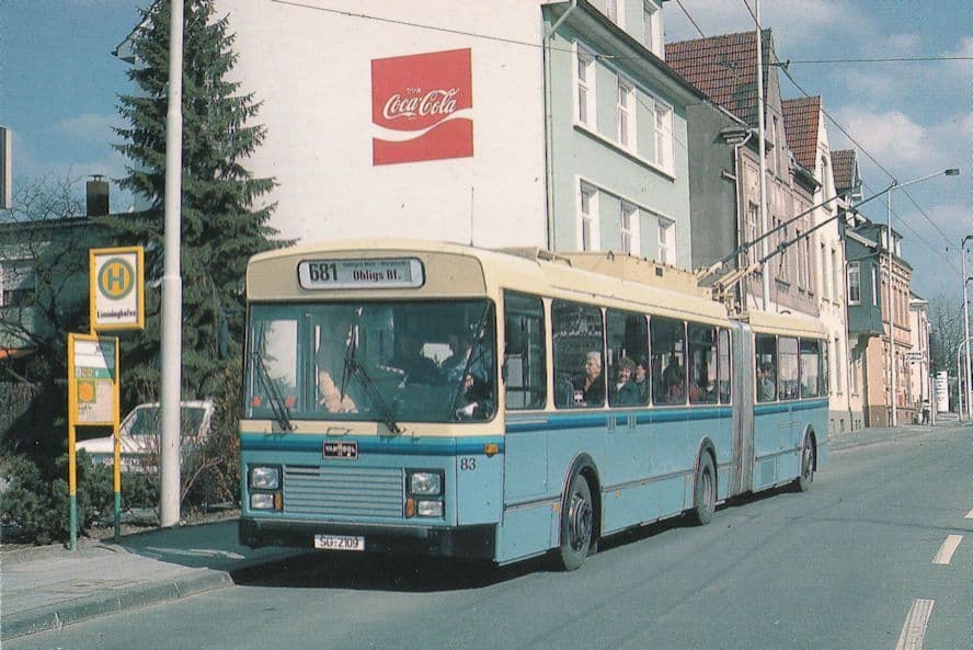 Solingen Trolleybus 83 Van Hool ACEC German Ohligs Bus 681 Postcard