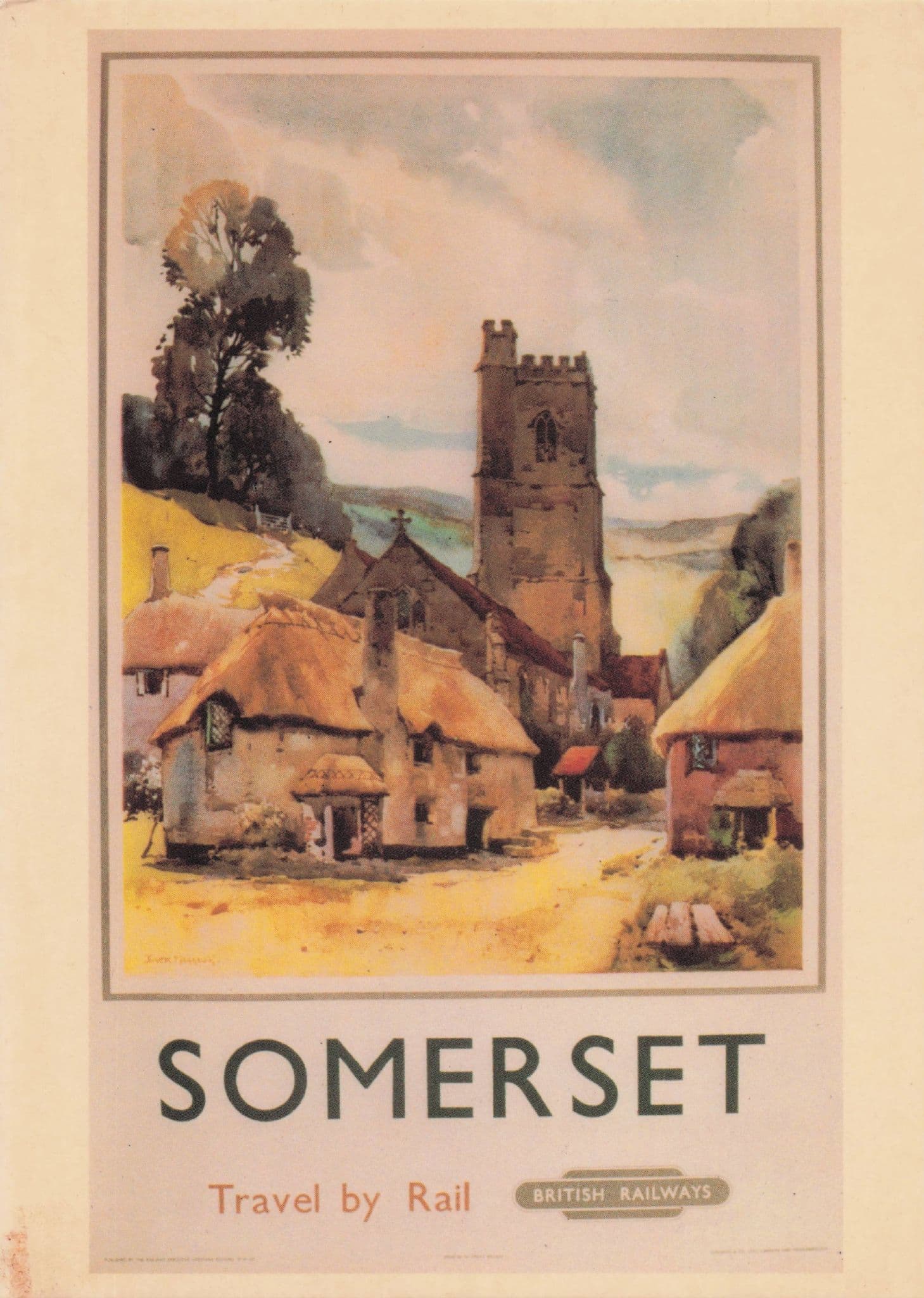 Somerset British Railways Travel By Train Advertising Poster Postcard