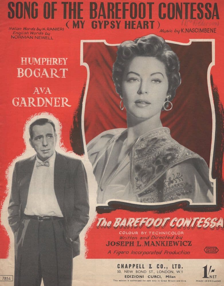 Song Of The Barefoot Contessa Ava Gardner 1950s Sheet Music