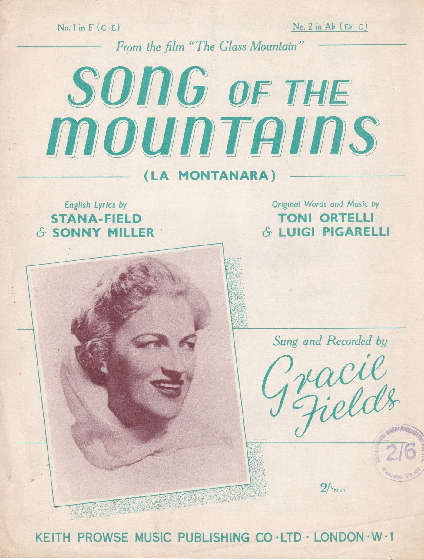Song Of The Mountains Gracie Fields 1950s Sheet Music
