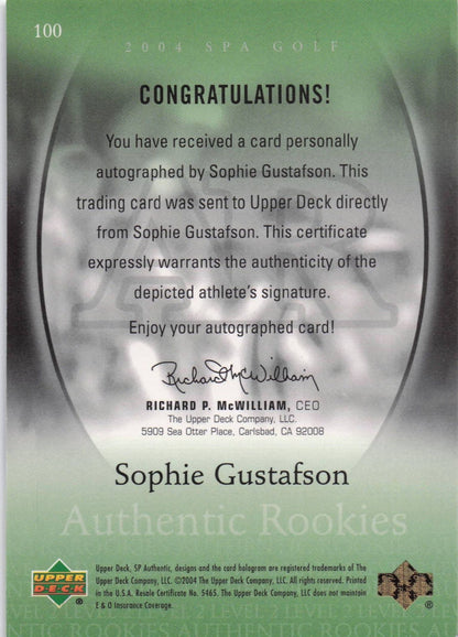 Sophie Gustafson Authentic Rookies 2004 Golf SP Hand Signed Autograph Card