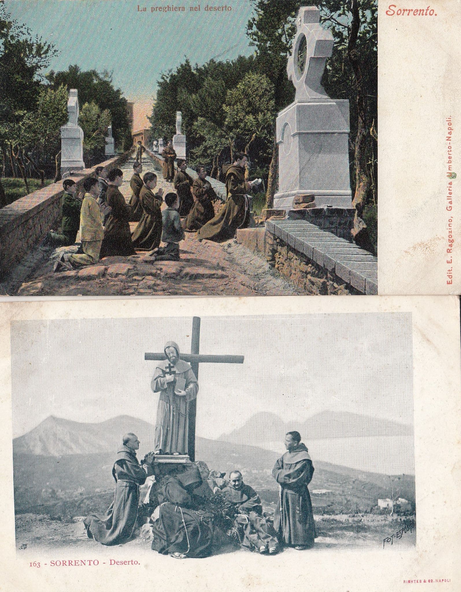 Sorrento Deserto La Preghiers Nel 2x Old Italian Postcard s