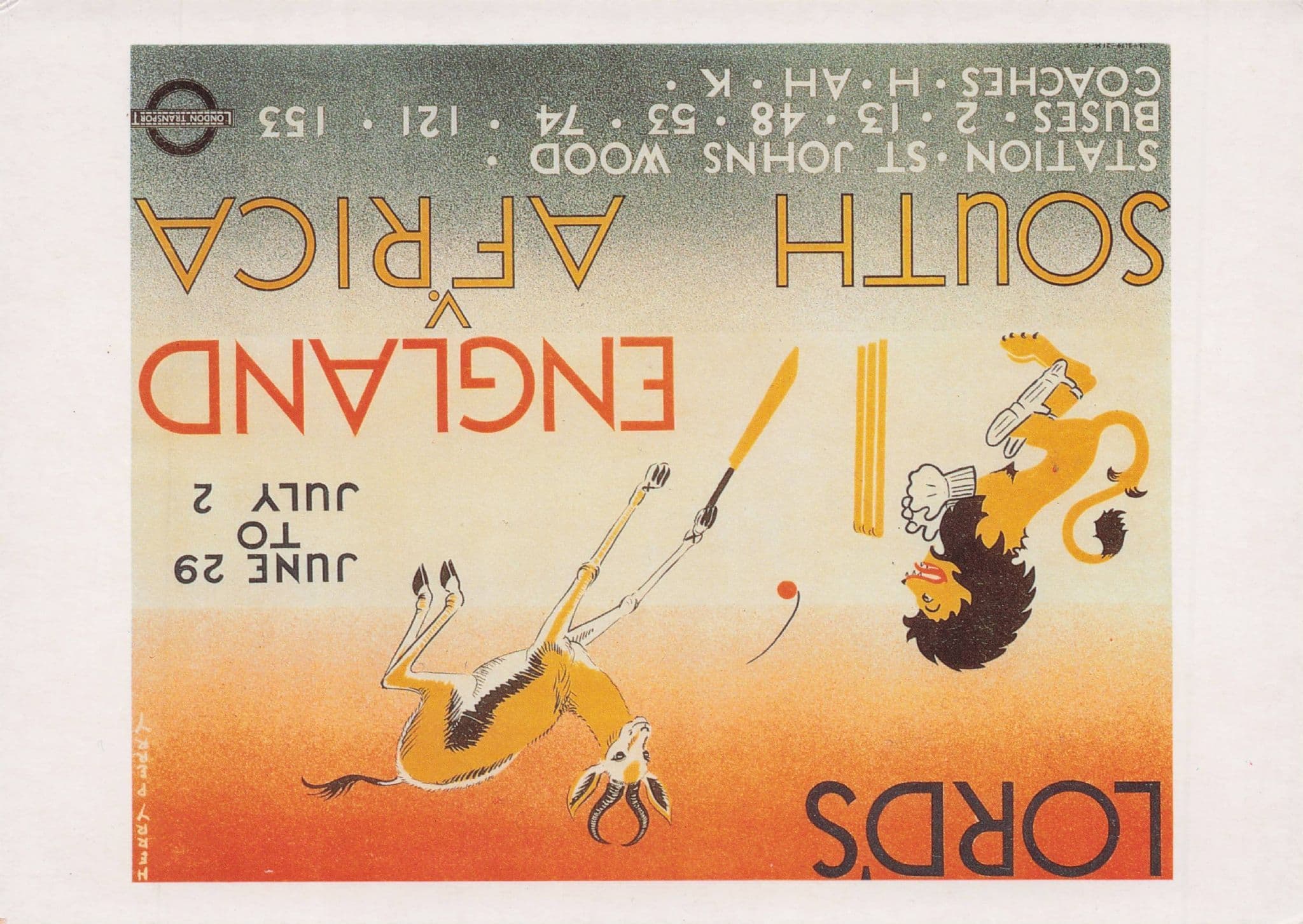 South Africa Vs England Cricket Match 1935 Travel Poster Postcard